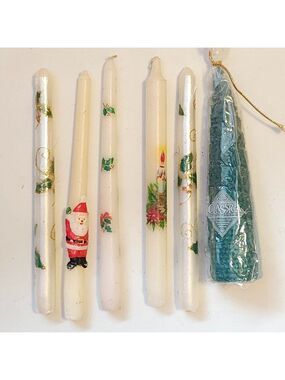 BEAUTIFUL CHRISTMAS CANDLE Taper Lot of 6 BNIP
